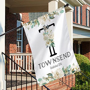 Neutral Colorful Floral Personalized House Flag - 32361