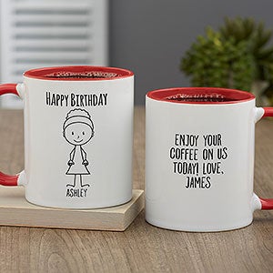 Stick Characters For Her Personalized Coffee Mug 11oz.- Red - 32387-R