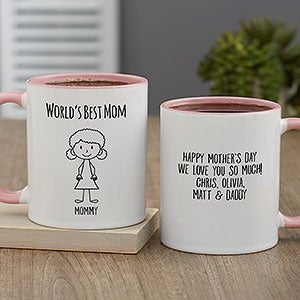 Stick Characters For Her Personalized Coffee Mug 11oz.- Pink - 32387-P