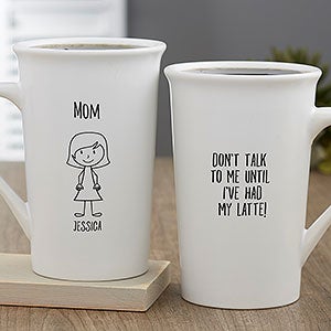 Stick Characters For Her Personalized Latte Mug 16oz. - White - 32387-U