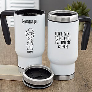 Stick Figure Character For Him Personalized Commuter Travel Mug