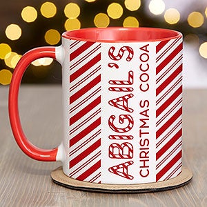 Candy Cane Lane Personalized Christmas Hot Cocoa Mug 11 oz.- Red - 32393-R