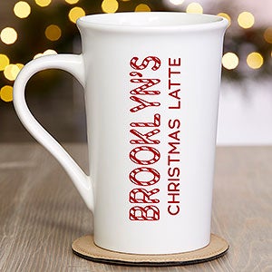 Candy Cane Lane Personalized Christmas Latte Mug 16oz White - 32393-U