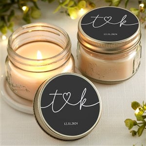 Drawn Together By Love Personalized Wedding Mason Jar Candle Favors - 32399