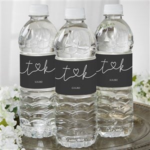Drawn Together By Love Personalized Wedding Water Bottle Labels - 32409