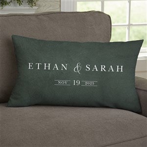 Moody Chic Personalized Wedding Lumbar Velvet Throw Pillow - 32431-LBV