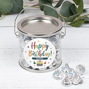 Bold Birthday Personalized Silver Paint Can with Sticker - Silver Kisses - 32452D-S