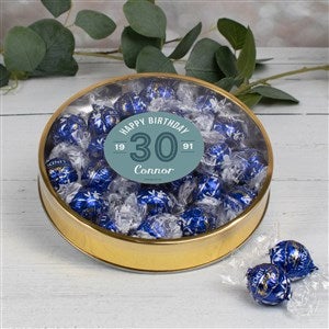 Modern Birthday For Him Personalized Large Gold Lindt Gift Tin- Dark Chocolate - 32456D-LD