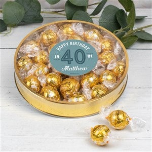Modern Birthday For Him Personalized Large Gold Lindt Gift Tin- White Chocolate - 32456D-LW