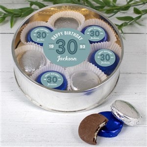 Modern Birthday For Him XLarge Tin with 16 Chocolate Covered Oreo Cookies-Silver - 32457D-XLS
