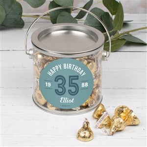 Modern Birthday For Him Personalized Silver Paint Can with Sticker- Gold Kisses - 32459D-G