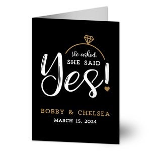 He Asked, She Said Yes! Personalized Greeting Card - Signature - 32495