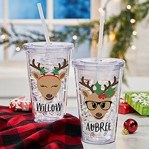 Build Your Own Reindeer Personalized Acrylic Insulated Tumbler for Girls - 32504-G