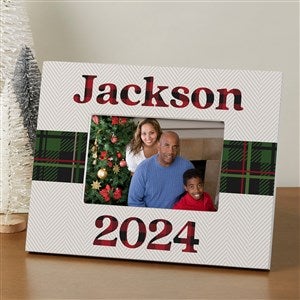 Plaid & Print Christmas Year Personalized Tabletop Picture Frame Horizontal - 32521-H