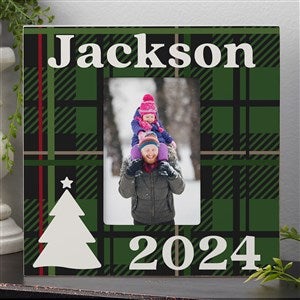 Plaid  Print Christmas Year Personalized Box Picture Frame Vertical - 32521-BV