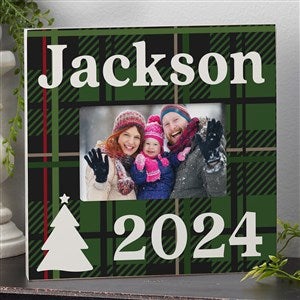 Plaid  Print Christmas Year Personalized Box Picture Frame Horizontal - 32521-BH