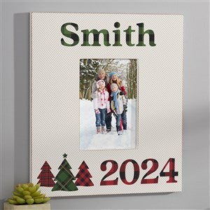 Plaid  Print Christmas Year Personalized Wall Picture Frame Vertical - 32521-WV