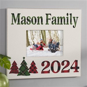 Plaid  Print Christmas Year Personalized Wall Picture Frame Horizontal - 32521-WH