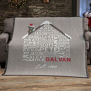 Christmas Family House Personalized 56x60 Woven Throw - 32539-A