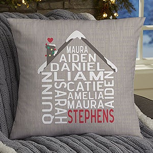 Christmas Family House Personalized 18 Velvet Throw Pillow - 32544-LV