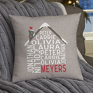 Christmas Family House Personalized 14 Velvet Throw Pillow - 32544-SV