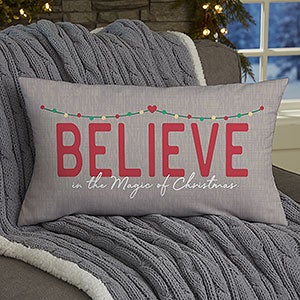 Christmas Family House Personalized Lumbar Velvet Throw Pillow - 32544-LBV