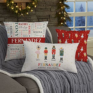 Sugarplum & Nutcracker Personalized Christmas Throw Pillows