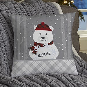 Polar Bear Family Personalized Christmas 14 Throw Pillow - 32547-S