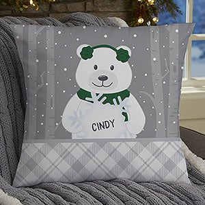 Polar Bear Family Personalized Christmas 18 Throw Pillow - 32547-L