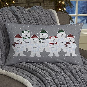 Polar Bear Family Personalized Christmas Lumbar Throw Pillow - 32547-LB