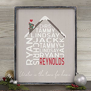 Christmas Family House Personalized Blackwashed Frame Wall Art- 14 x 18 - 32548B-14x18