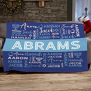 Hanukkah Personalized 50x60 Plush Fleece Blanket - 32561-F