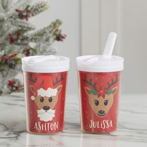 Build Your Own Reindeer Christmas Personalized Toddler 8oz. Straw Sippy Cup - 32579