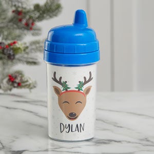 Build Your Own Reindeer Personalized Toddler 10oz Sippy Cup Blue - 32581-B