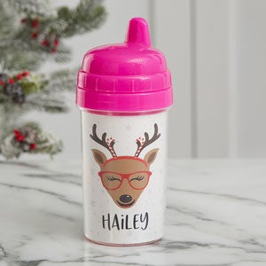 Build Your Own Reindeer Personalized Toddler 10 oz. Sippy Cup- Pink - 32581-P