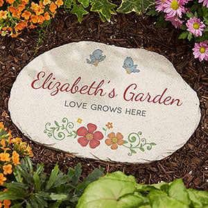 Precious Moments® Floral Personalized Round Garden Stone - 32588