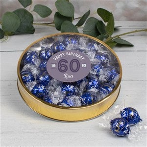 Modern Birthday For Her Personalized Large Gold Lindt Gift Tin- Dark Chocolate - 32623D-LD