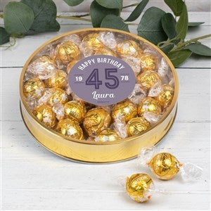 Modern Birthday For Her Personalized Large Gold Lindt Gift Tin- White Chocolate - 32623D-LW