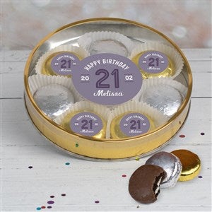 Modern Birthday For Her Large Tin with 8 Chocolate Covered Oreo Cookies- Gold - 32624D-LG