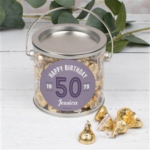 Modern Birthday For Her Personalized Silver Paint Can with Sticker- Gold Kisses - 32626D-G