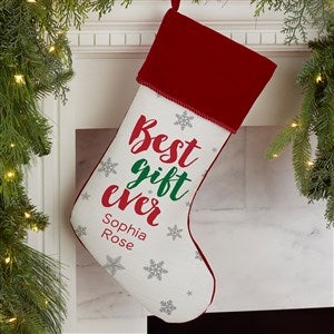 Best Gift Ever Personalized Burgundy Christmas Stocking - 32635-B