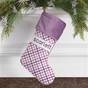 Plaid Personalized Purple Christmas Stocking - 32636-P