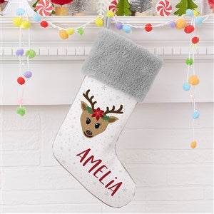 Build Your Own Reindeer Personalized Grey Faux Fur Christmas Stocking - 32638-GF