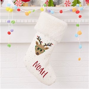 Build Your Own Reindeer Personalized Ivory Faux Fur Christmas Stocking - 32638-IF