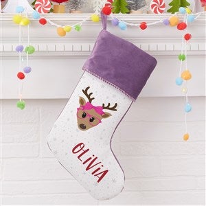 Build Your Own Reindeer Personalized Purple Christmas Stocking - 32638-P