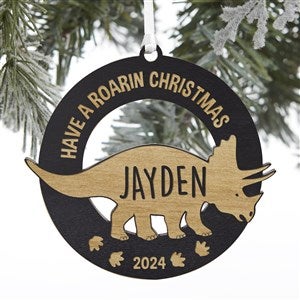 Dinosaur Personalized Black Stain Wood Ornament - 32691-BLK