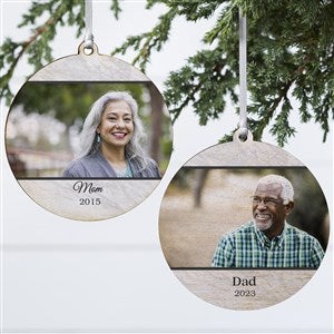 Double Photo Memorial Personalized Photo Ornament- 3.75 Wood - 2 Sided - 32701-2W