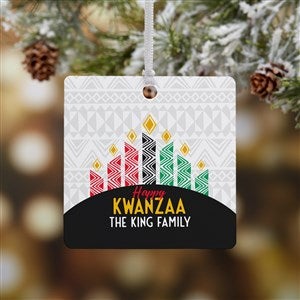 Family Kwanzaa Personalized Square Photo Ornament- 2.75 Metal - 1 Sided - 32702-1M