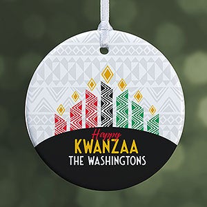 Family Kwanzaa Personalized Glossy Ceramic Ornament - 32702-1S