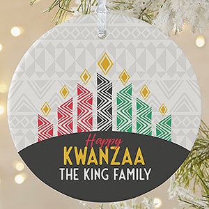 Family Kwanzaa Personalized Matte Ceramic Ornament - 32702-1L